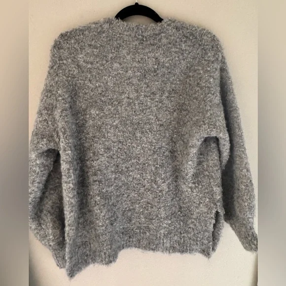 Lulu's Size Small Content and Cozy Heather Grey Fuzzy Knit Oversized Sweater - Picture 4 of 8